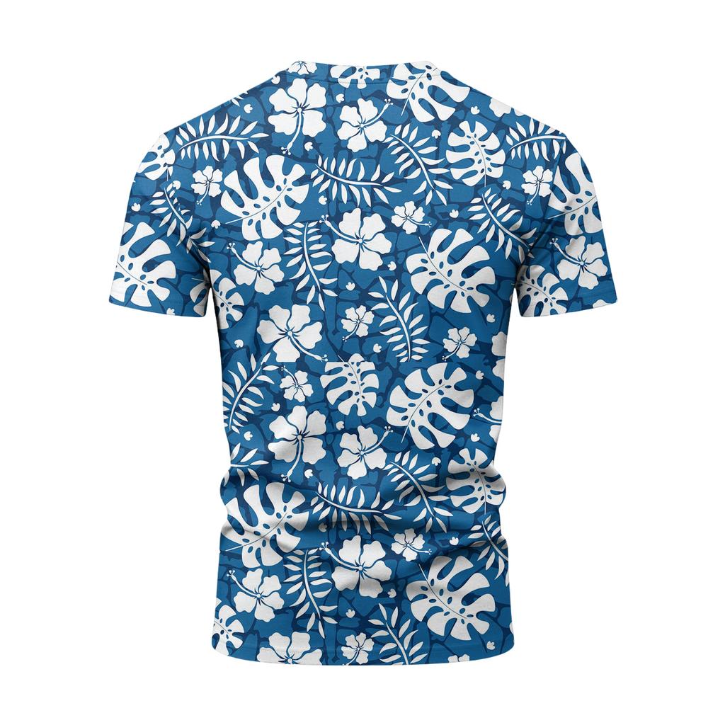 Herenmode T-shirt met V-hals en korte mouwen en print