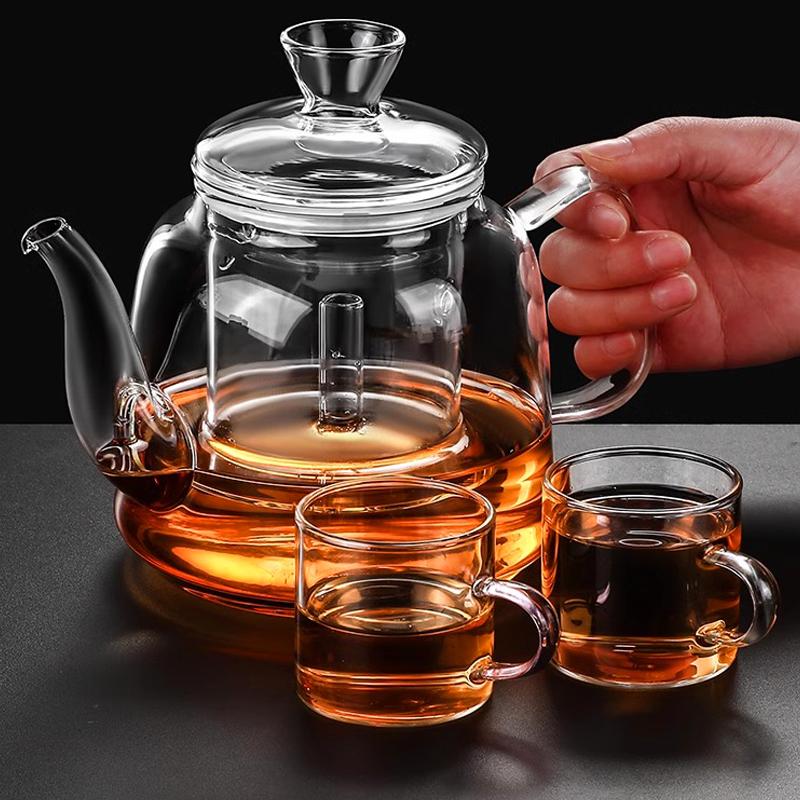 HMLOVE Heat Resistant Glass Teapot Steamed & Boiling Kettle Tea Infuser Filter High Borosilicate Chinese Teawear Pot 1200ml