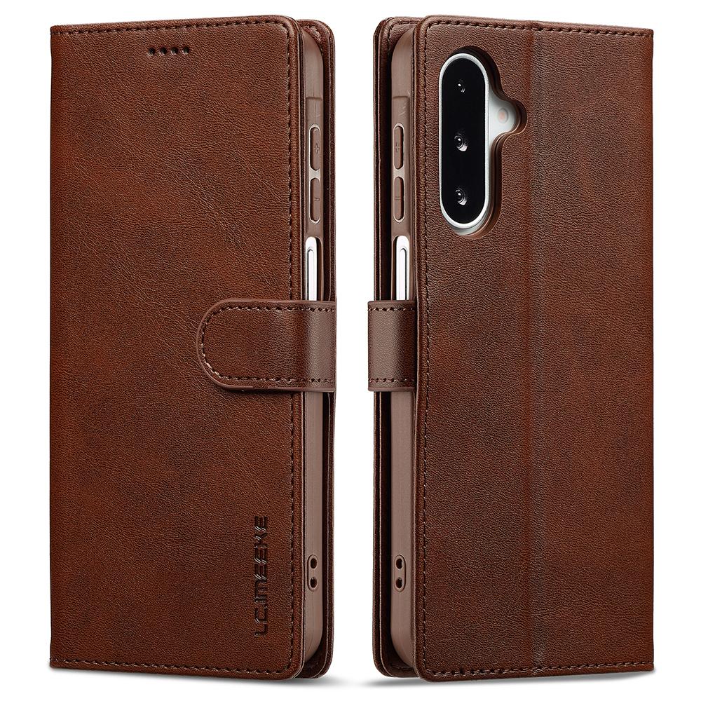 

LC.IMEEKE Чехол для Samsung Galaxy A17 из ПУ кожи с текстурой теленка, подставка, кошелек, чехол для телефона Brown