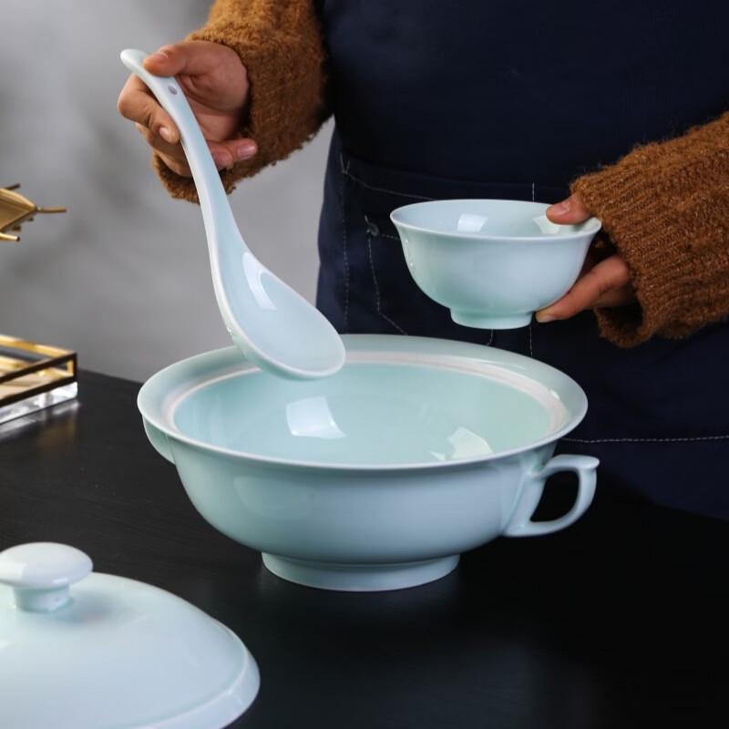 Haoya Jingdezhen Celadon Underglaze Ceramic Soup Pot