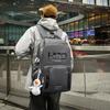 Large Capacity Backpack Men's Travel Backpack Solid Color Student Schoolbag