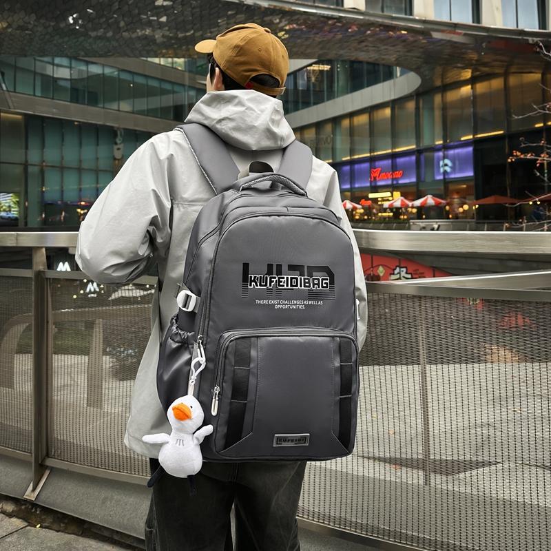 Large Capacity Backpack Men's Travel Backpack Solid Color Student Schoolbag