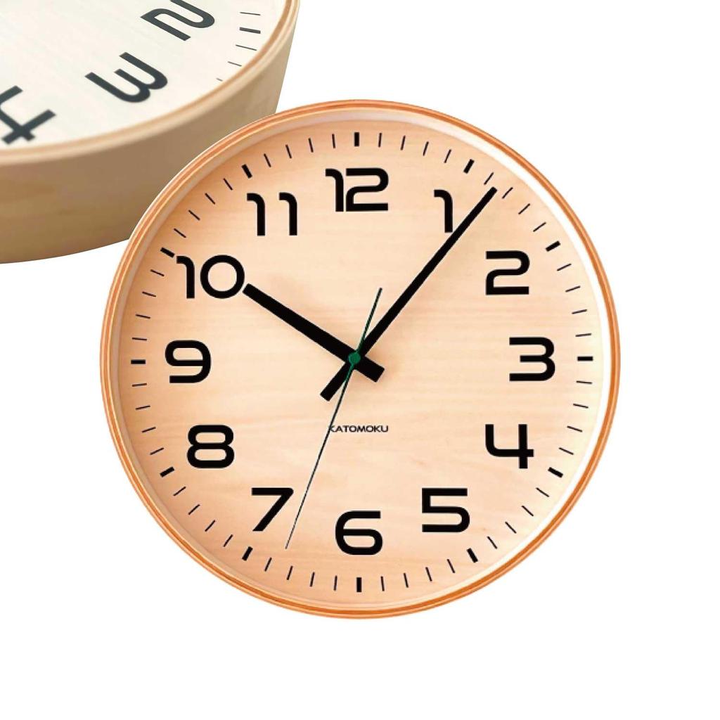 KATOMOKU Plywood Clock 23 Natural Wall Clock with Continuous Second Hand Controlled km-145NARC 304mm (radio Clock)