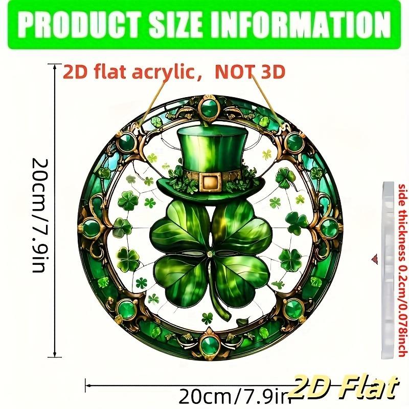2D Flat St. Patrick'S Day Acrylic Irish Themed Decor Sign, Clover & Top Hat Design, Home Decor Plaque Hanging Wall Art Decorative Garden Decoration Fo