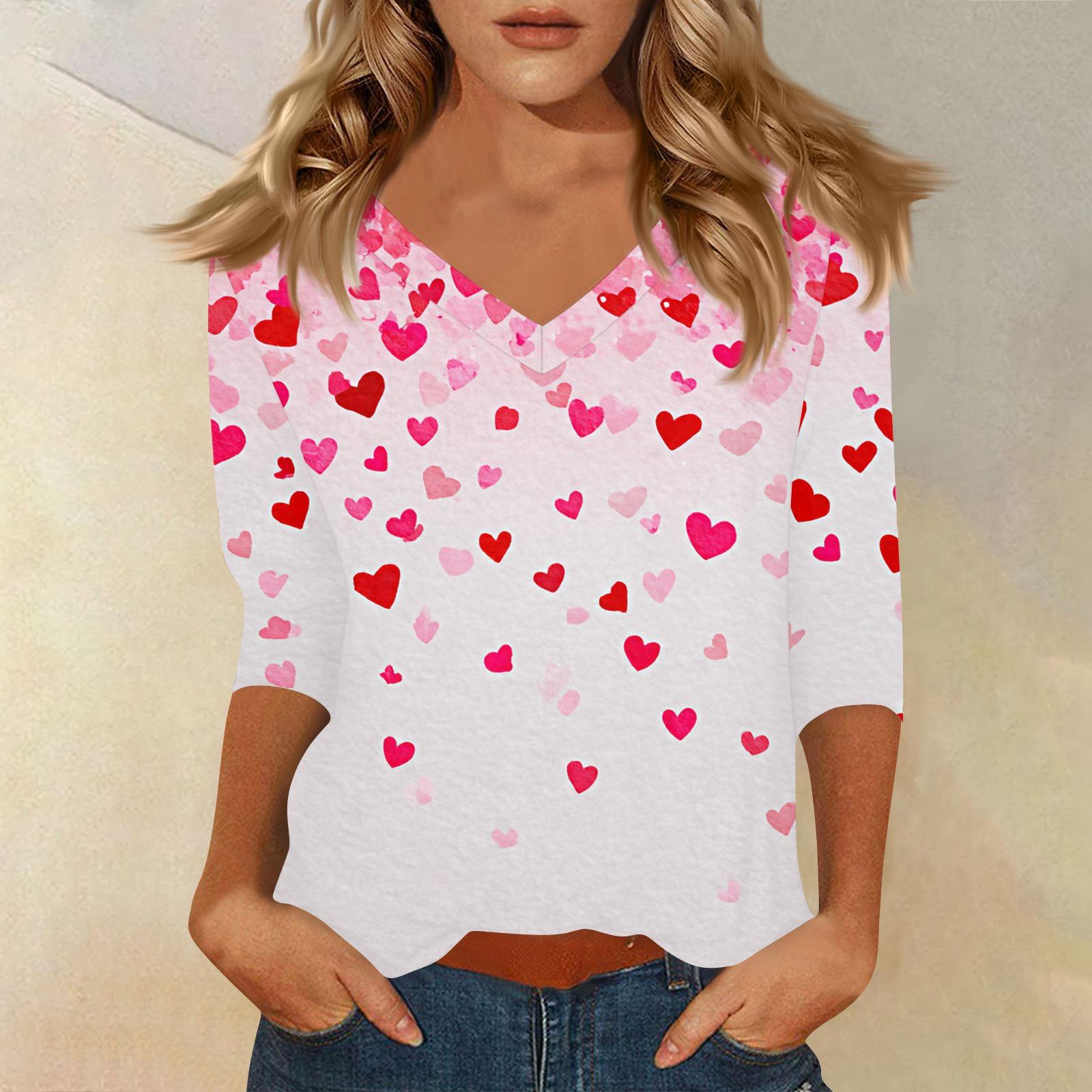 

Женская футболка с принтом, рукав 3/4, повседневная мода на выходные, базовый топ с V-образным вырезом XL