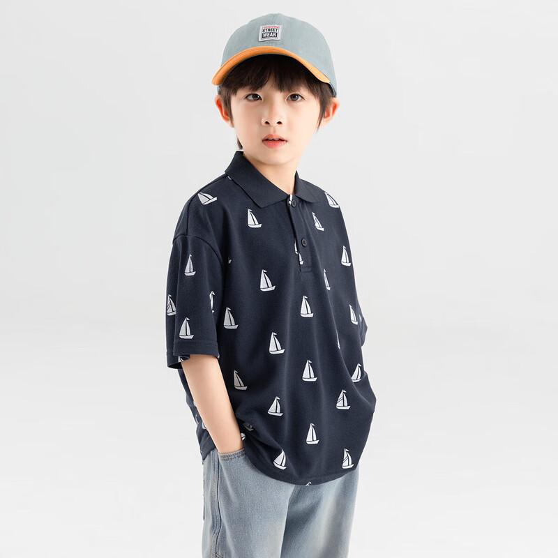 Boys' Sailboat Print Polo Shirt