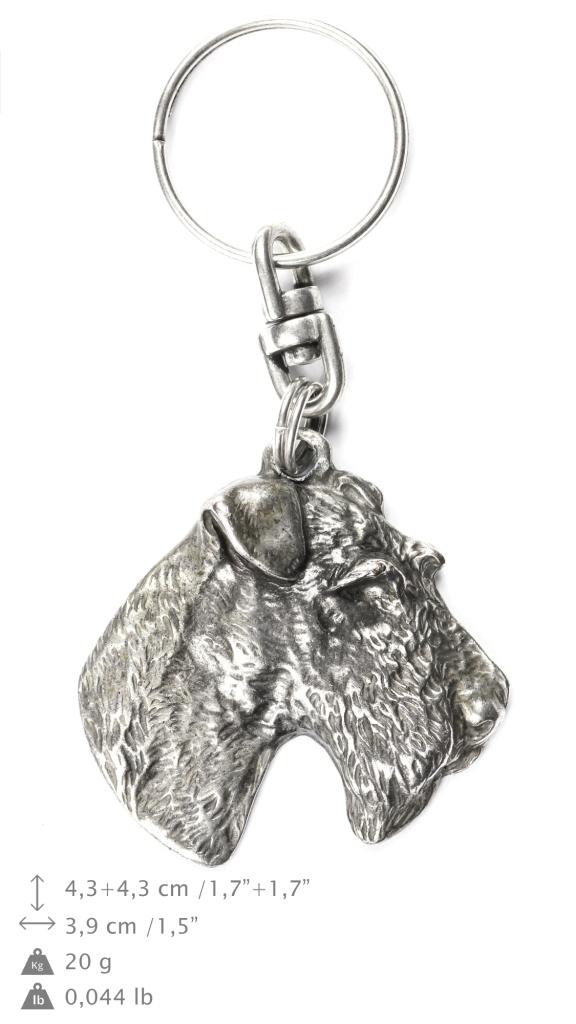 Fox Terrier Wire - Silver-plated pendant with a dog in a decorative box, handbag decoration, backpack pendant by Art-Dog brand