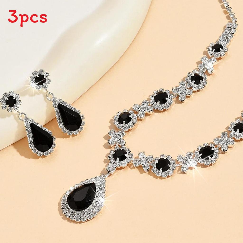 Water Drop Bridal Jewelry Set With Rhinestone Earrings And Necklace For Elegant Wedding Accessories