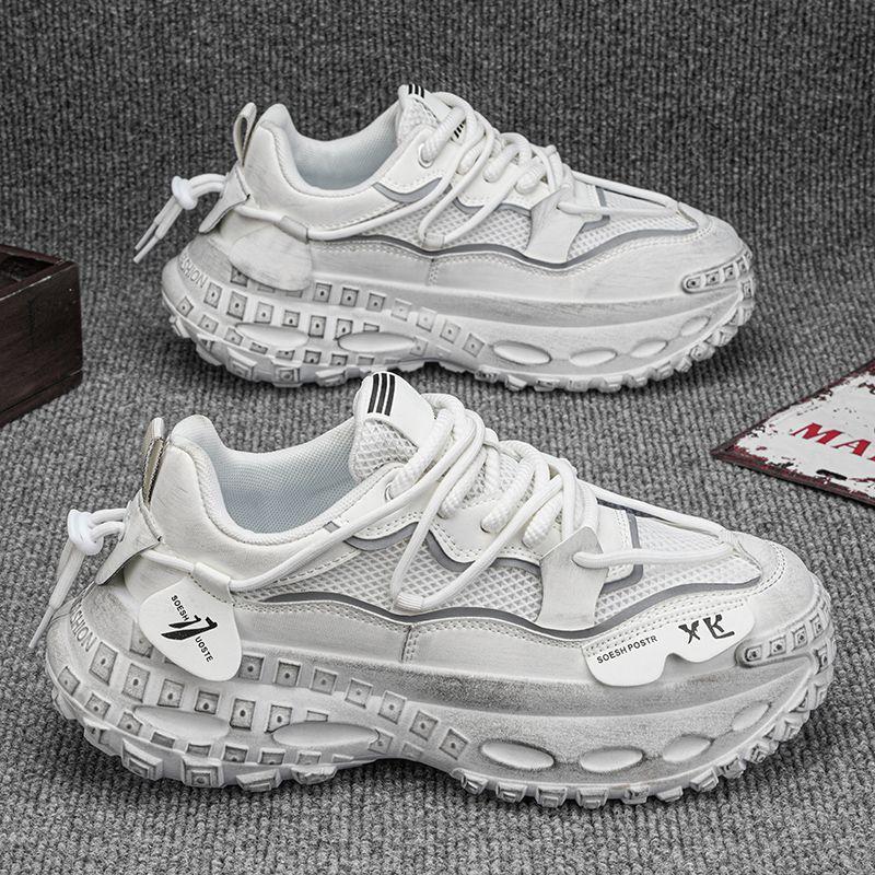 

Лето 2025 года, новые мужские туфли для пап на платформе, сетчатые дышащие повседневные спортивные туфли, студенческая мужская обувь в стиле Гонконга для прямой трансляции 39