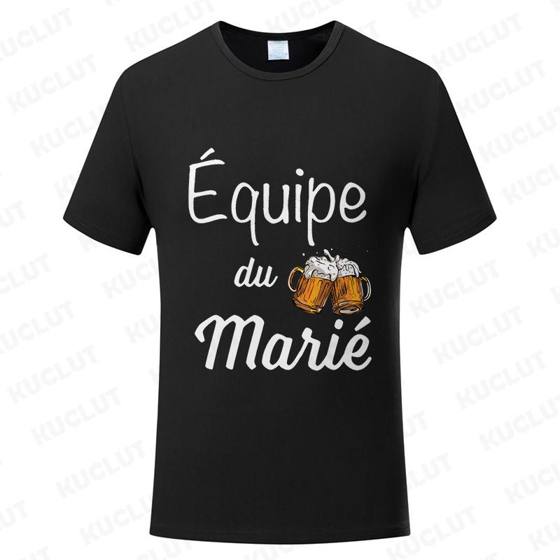 French Evg Team Married Tops Single Farewell Bachelor Party T Shirt Future Groom Man Tshirt Fashion Beer Graphic Wedding Tees