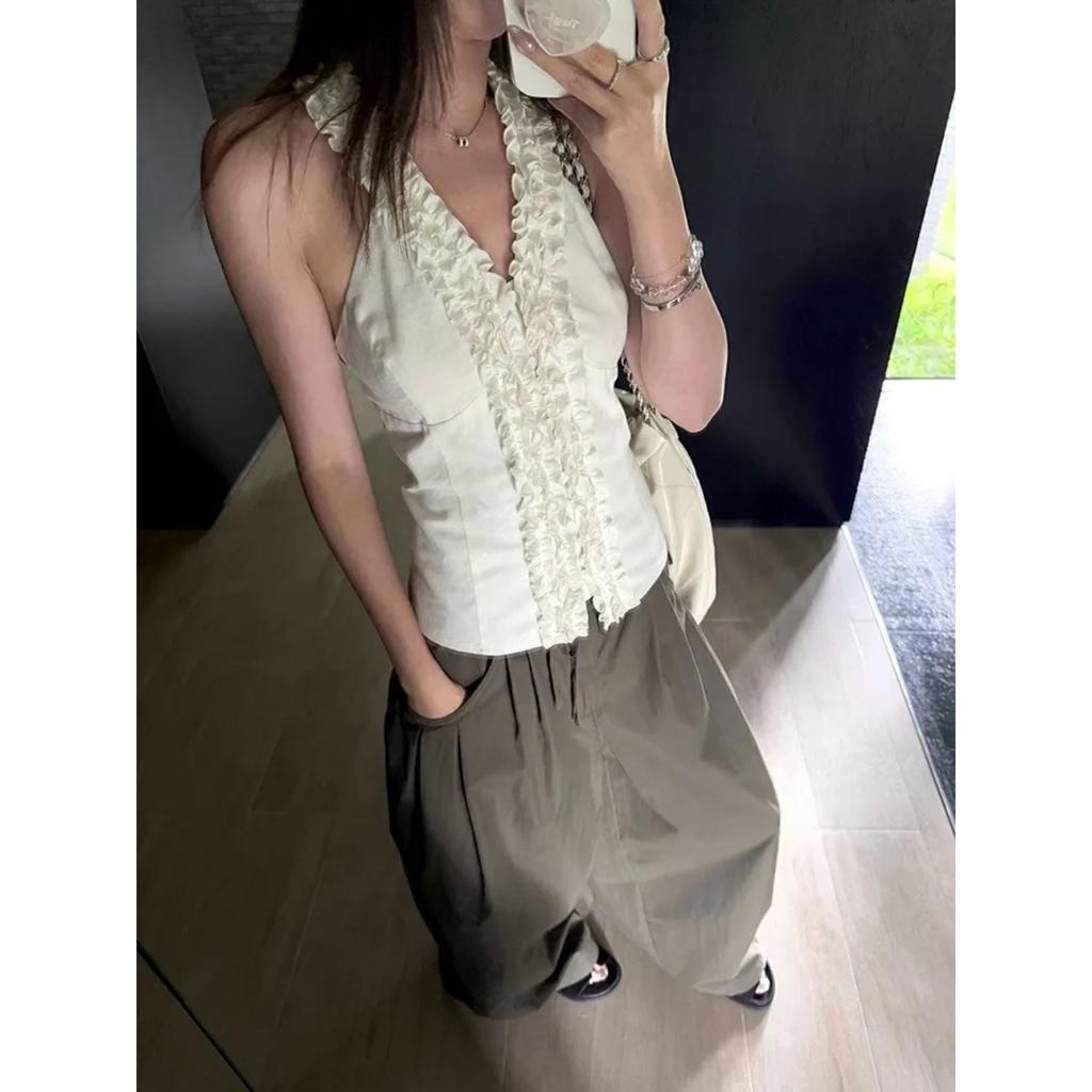 VIONA Loose Wide Leg Casual Pants Women's Fashionable Version Knife Edge Pants High Waist Nine Point Street Style Workwear Trend