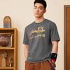 Li-Ning Cool Comfort Cartoon Letter Print Casual Round Neck Short Sleeve T-Shirt Men Tops Lead-Gray AHST567-3