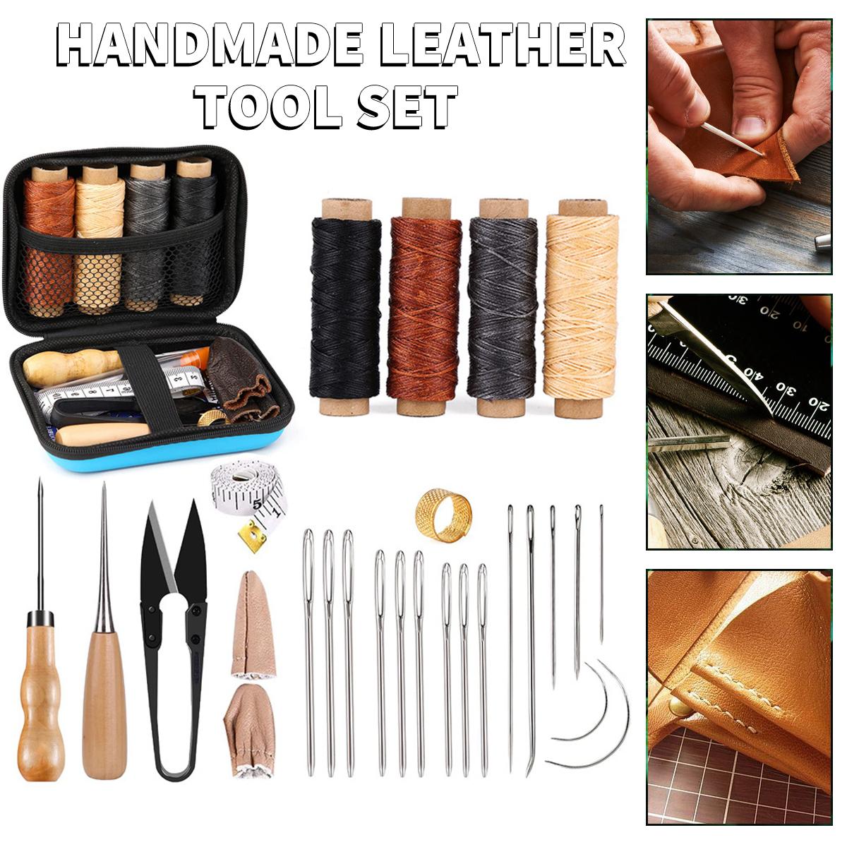 

PDTO кожаные вощеные нити, иглы для шитья, шило, набор ручных инструментов для самостоятельного шитья, рукоделия