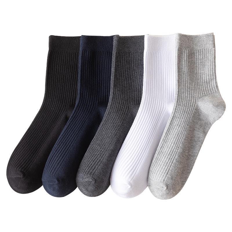 Mid-Tube Sportsocken für Herren - Einfarbige Baumwolle für Frühling, Herbst und Winter