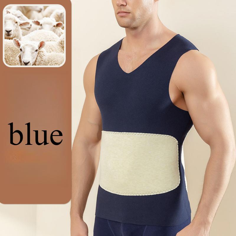 

Мужской терможилет с нашивками, двухсторонний флис, бесшовное нижнее белье для защиты живота и талии 3XL синий