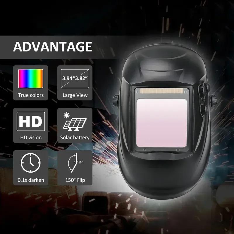 1112 Welding Helmet Automatically Darkening Soldering Welder Mask True Color Welder Cap 4 Arc Sensor for TIG MIG MMA Goggles