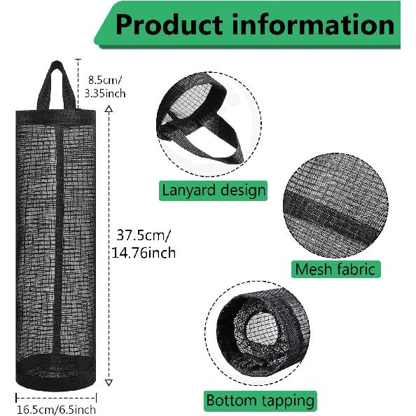 2 Pcs Plastic Bag Holder for Grocery Bags, Hanging Storage Bags Plastic Mesh Bags Dispenser Organizer Trash Bags Grocery Shopping Bag Holder for Home