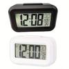 Smart Digital Alarm Clock Black White LCD Display with Temperature Calendar Timer Led Light for Bedroom Office (Without Battery)