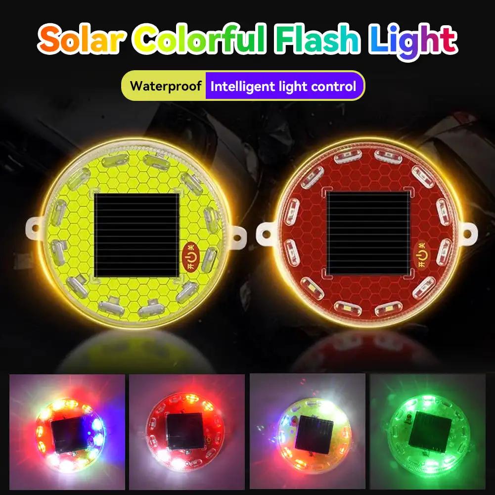 Mortorcycle LED Warning Light Solar Power Night Ride Tail Strobe Light with Reflective Sticker for Motorcycle Electric Vehicle