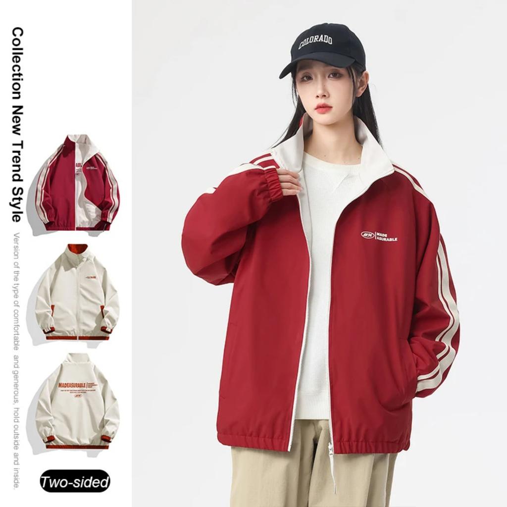 ZYLLO New Jacket Two-sided Long Sleeve Outdoor Men Coats Women Reversible Windproof Coats Splashproof Double-Sided Jackets Couple Top