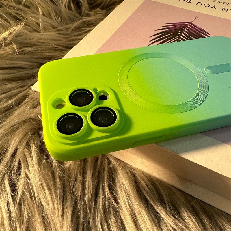 Luxury For Magsafe Wireless Charge Phone Case For iPhone 15 14 Plus 13 14 Pro Max Soft Magnetic Silicone Gradient Pattern Cover
