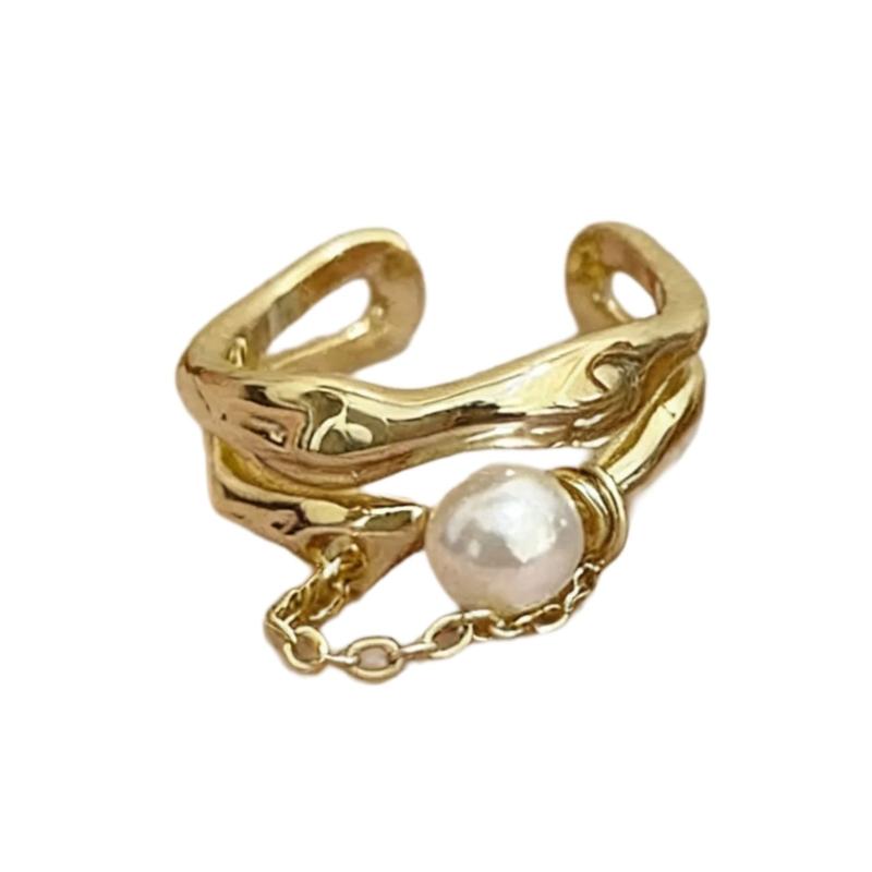

Double Layer Adjustable Finger Rings Delicate Chain Opening Rings Alloy Texture Suitable for Wedding Parties Wear