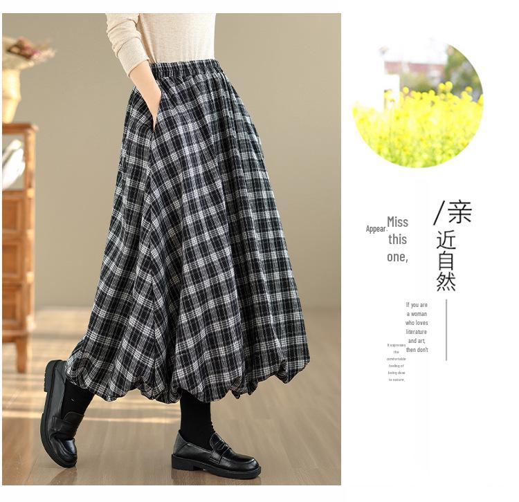 2025 Autumn/Winter High Waist Slimming Plaid Skirt - Mid-Length Japanese Style
