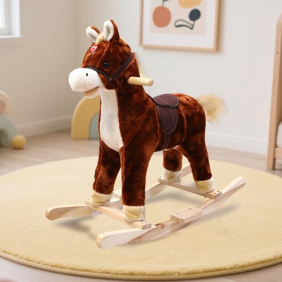 Horse Stick Toy for Pretend Play Plush Pony Head on Wooden Stick Soft Plush Horse Head Role Play Toy for Boys Girls