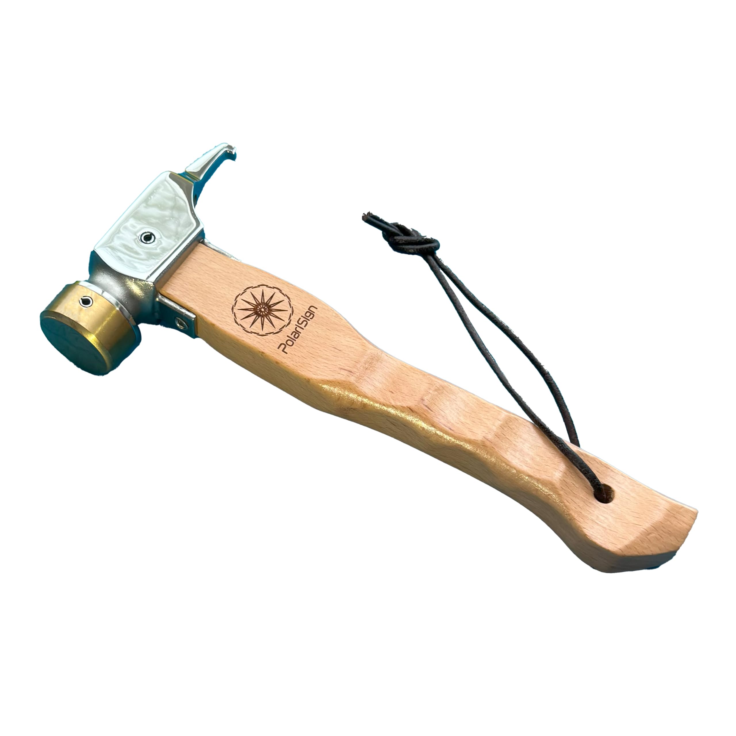 

PolariSign молоток с латунной головкой и обработанной ручкой Naguri для удара по колышкам, удаления колышков для кемпинга и отдыха на природе, строительный молоток PolariSign