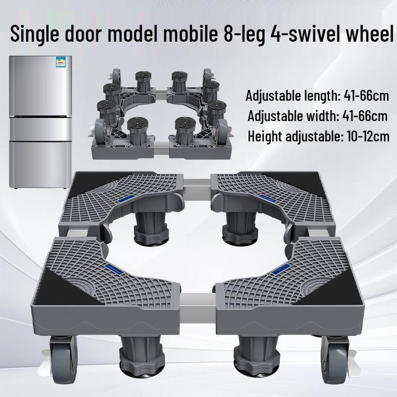 Adjustable Appliance Base Stand: Mobile, Ventilated, Moisture-Proof Refrigerator & Washer Rack