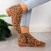 New Style Women Short Boots Fashion Pointed Toe Chunky Heel Work Leopard Red Ankle Shoes Goth Cowboy Pumps Comfort Women Boots