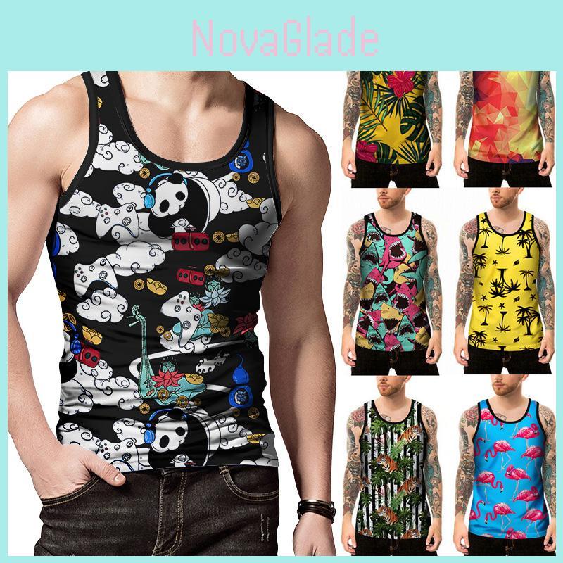 Mens 3d Printed Tank Top With Premium Quality Polyester For Summer Gym Fitness