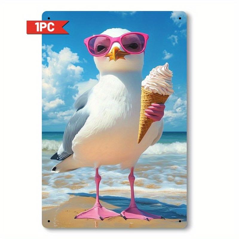 Seagull Beach Sign Manufactured Wood Wall Hanging Decor Multipurpose for Living Room Bedroom Office Cafe No Electricit