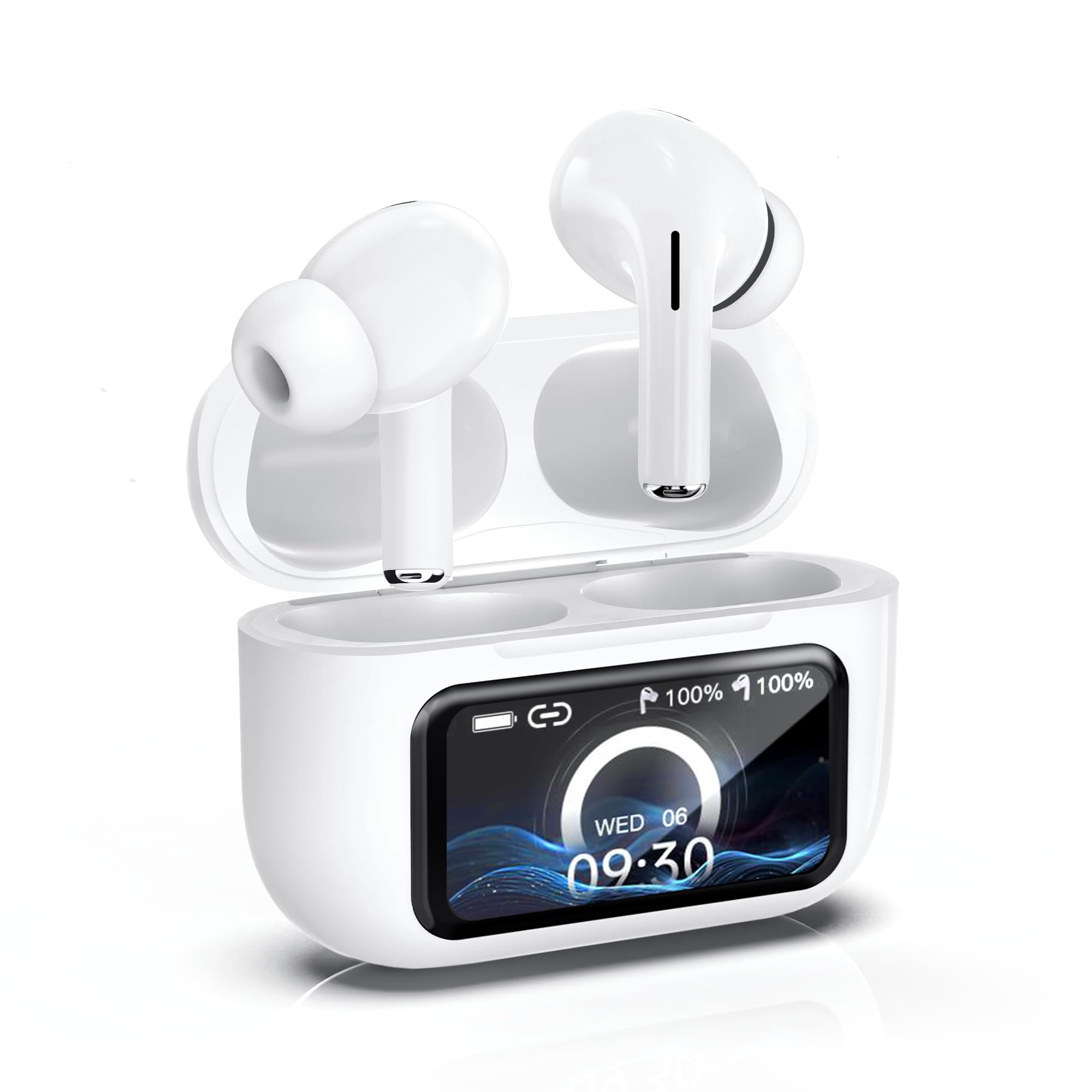 

Bluetooth Wireless Earbuds with Touchscreen and ANC Noise Equalizer AI Intelligent 40 Hours of IPX7 Game Lost Item Smartphone Compatible with iPhone білий
