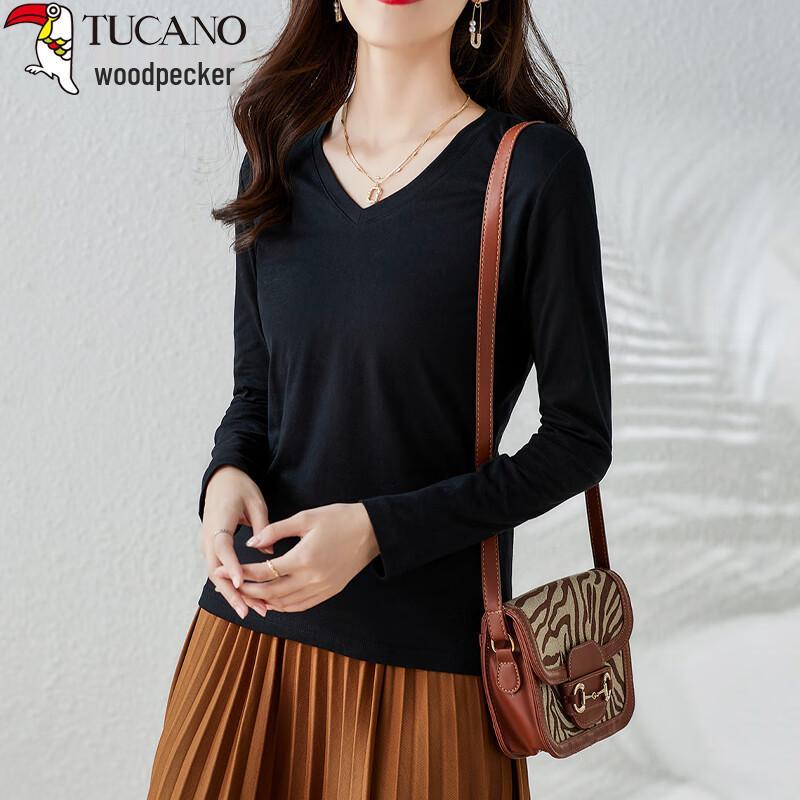 Woodpecker Women s Versatile Cotton Long-Sleeve V-Neck Top 2XL