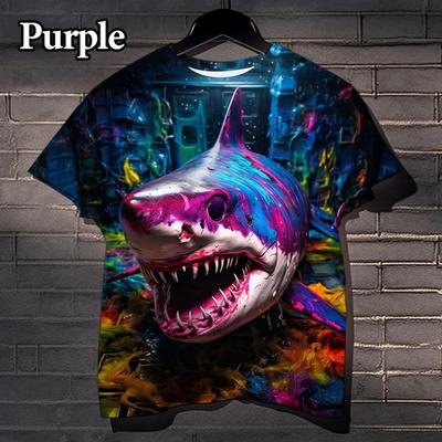Sommer Rundhals 3D Hai bedrucktes Top Modische Lässige Kurzarm Herren T-Shirts