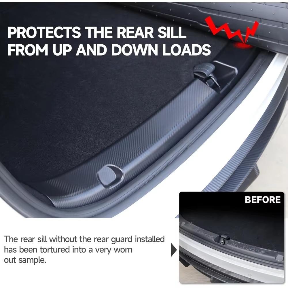 Rear Bumper Guard for Tesla Model Y 2025- 2025 ABS Trunk Door Sill Protector 3D Carbon Fiber Pattern Car Interior Accessories