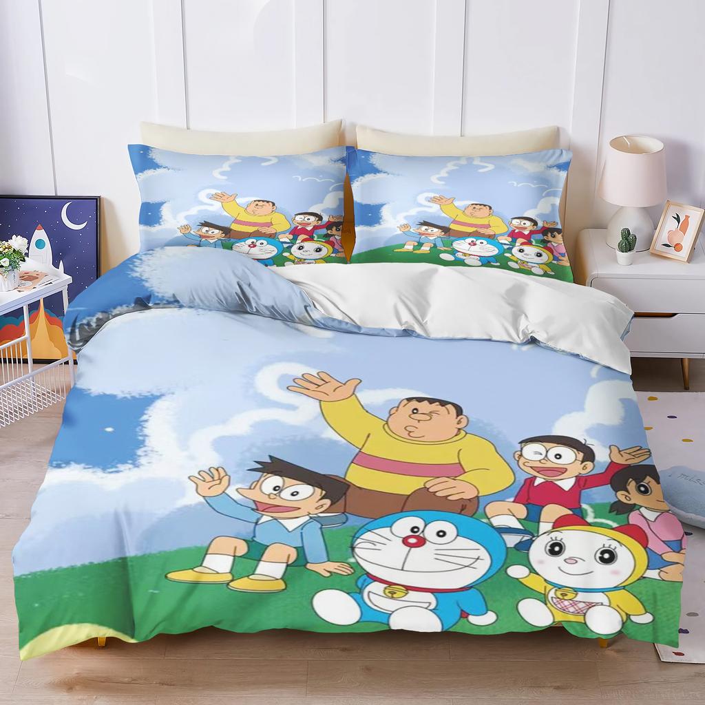 Cartoon Duvet Cover Home Blue Printed Pillowcase Set Adult Bedroom Children Comforter Bedding