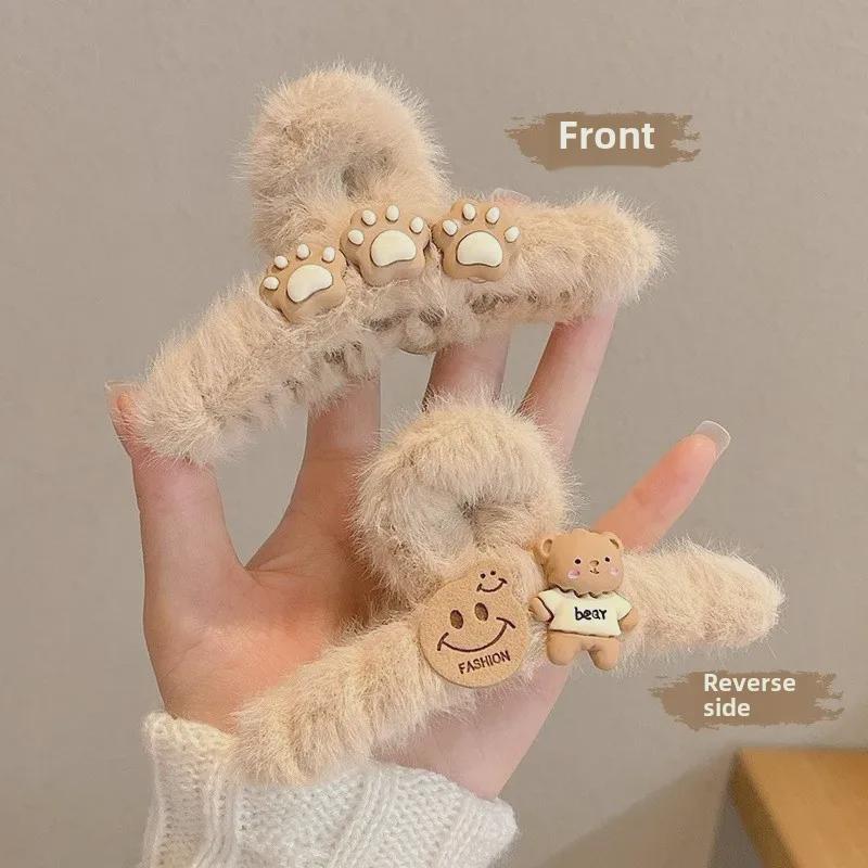 Plüsch-Haarspange für Herbst und Winter – Große Hai-Klammer im Ins-Stil für Damen