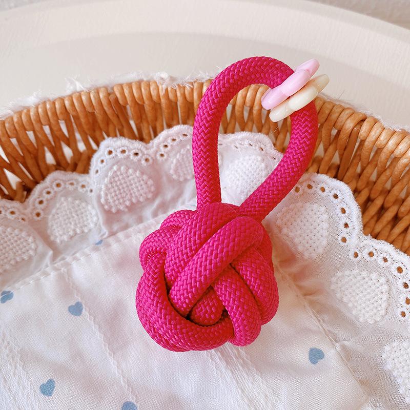 Women's Car Keychain Knotted Rope Floral Design Non-Slip Lightweight Bag Charm Portable Key Decor for Travel Commute Use