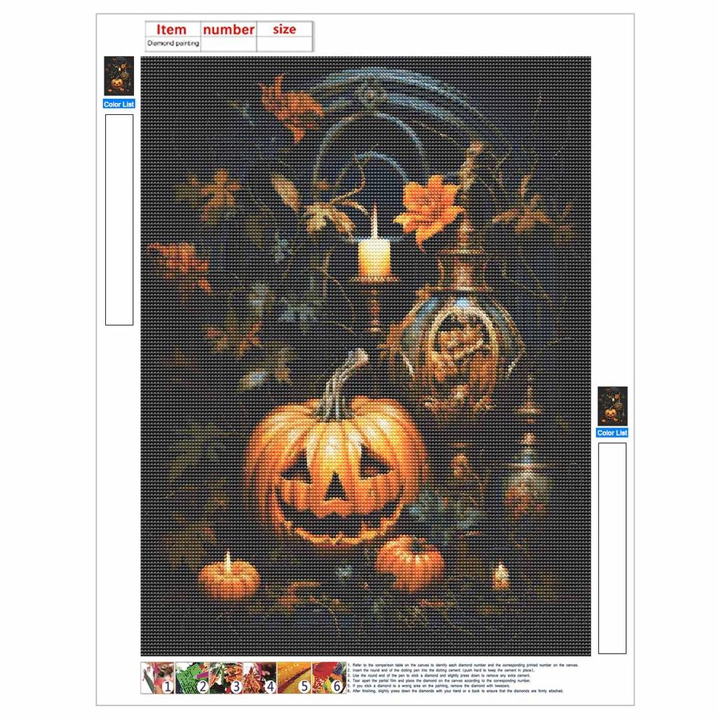 Diamond Art Painting Kit JackOLantern Pumpkin Pattern DIY Full Drill Canvas Relaxing Craft Gift for Adults Home Decor Art
