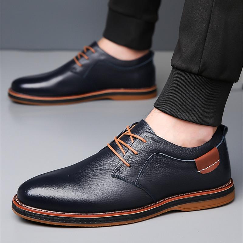 High Quality Mens Leather Shoes Luxury Cowhide Casual Shoes Lace Up Oxford Shoe Large Size Business Dress Shoes for Men Sneakers