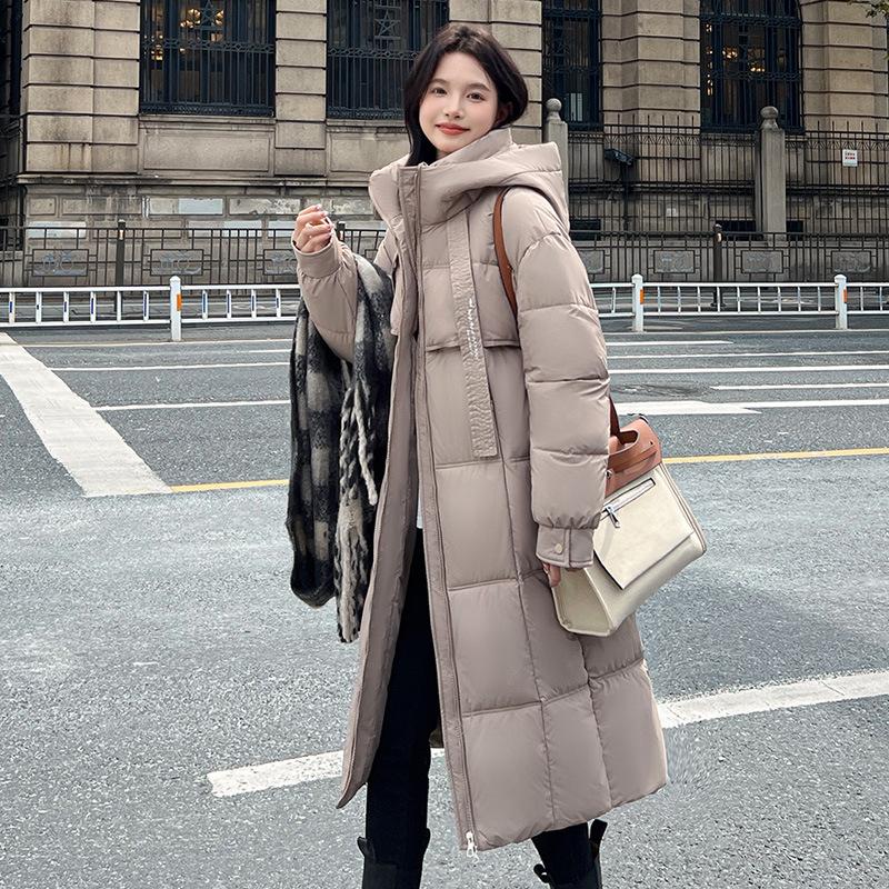 

Осінньо-зимова бавовняна куртка великих розмірів, жіноча довжина, комір-стійка, однотонний потовщений теплий бавовняний одяг із коміром-стійкою та капюшоном XL хакі