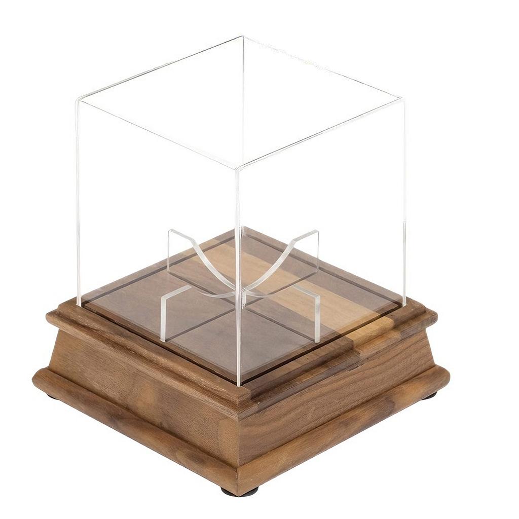 Protective Signature Ball Display Case Solid Wood Base Acrylic Cover Baseball Holder Storage Organiser