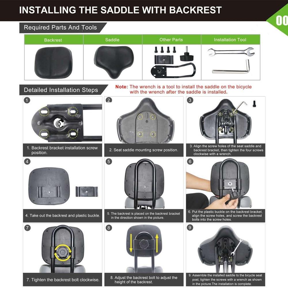 Comfortable Bike Seats For Men / Women Wide Bicycle Seat With Backrest Exercise Bike Seat Spinning Bikes Electric Bikes Tricycle