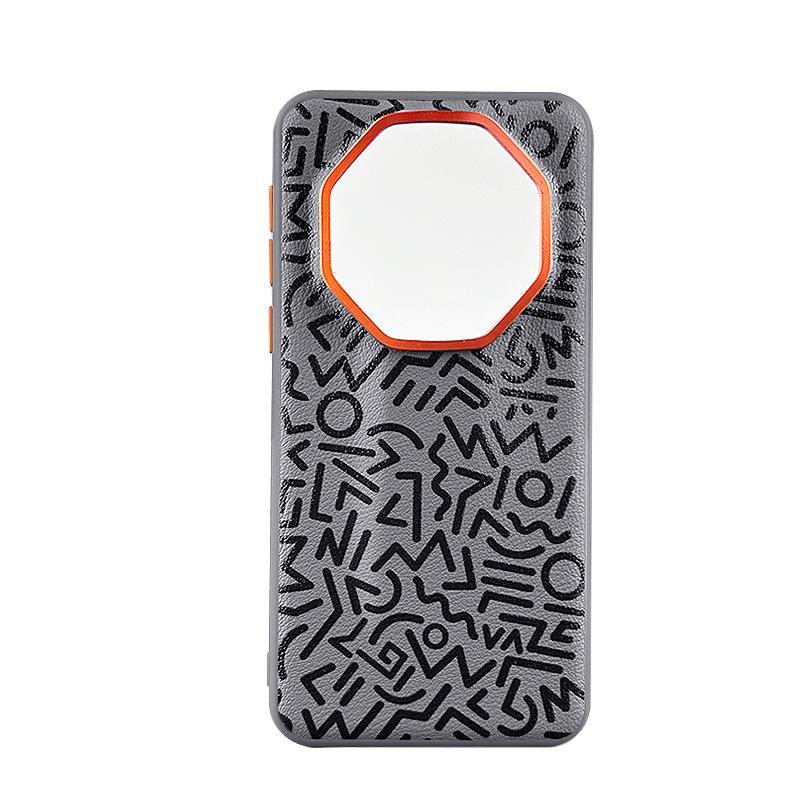 Compatibil cu Huawei MATE60RS, MATE60 Pro Husă din piele simplă cu graffiti pictat și orificiu pentru lentilă hardware