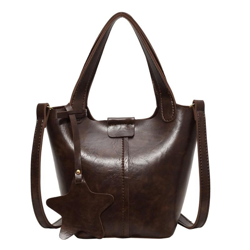 Chic High-end Bucket Handbag For Women In Black And Brown Perfect For Daily Use