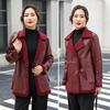 Herbst-Winter-Damenjacke aus dickem Fleece, Kunstleder, Patchwork, beidseitig, mittellang, große Taschen, zweireihiger Mantel mit Reverskragen