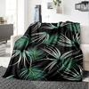 1pc Palm Leaves Pattern Blanket Lightweight Flannel Throw for Sofa Bed Travel Camping Livingroom Office Couch Chair
