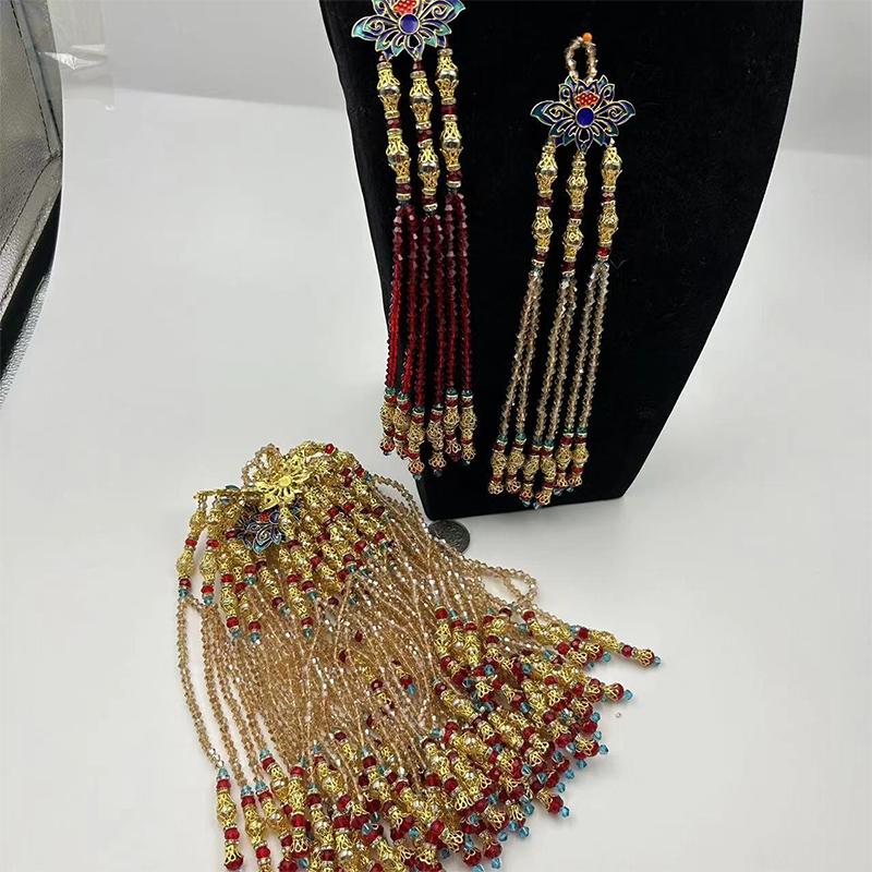 Handmade Wedding Groomsmen Hanfu Embroidery Zipper Tassel Cheongsam Pendant Diy Hairpin Bead Stringing Adult Alloy Glass